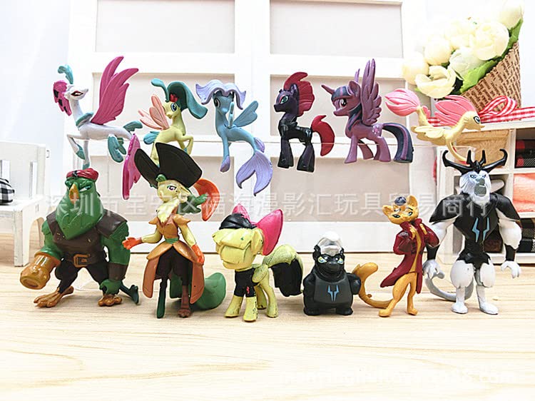 12 Piezas Pony Personaje Juguete Pony Sparkle Action Figures Pony Cake Topper Mini Rainbow Dash Personaje Niño Cumpleaños Baby Shower Fiesta Decoración