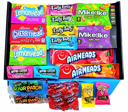 CANDYPLANET Caja de regalo American Candy | Classic Retro USA Treats | Cesta de regalo perfecta para niños, adultos, cumpleaños, Navidad, Pascua | 18 dulces | Económico