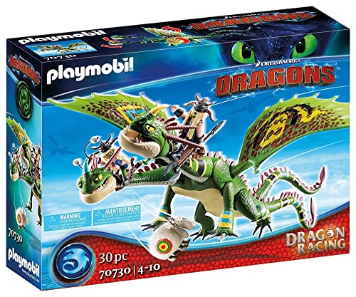 PLAYMOBIL DreamWorks Dragons 70730 Dragon Racing, Dragón 2 Cabezas con Chusco y Brusca, A Partir de 4 años