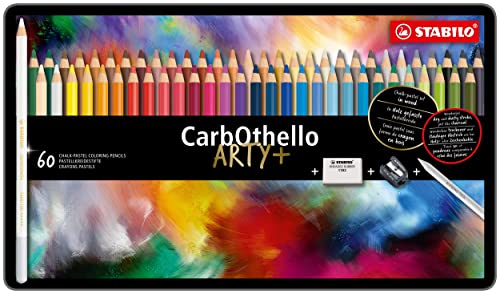 STABILo Lápiz de color tiza-pastel CarbOthello - Caja de metal con 60 colores