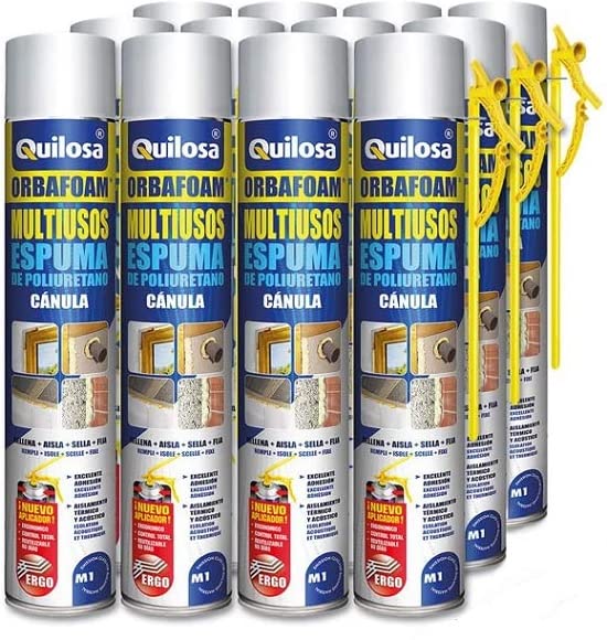 QUILOSA - Pack 12 espuma de poliuretano Quilosa Orbafoam O2-M1 con Cánula 750ml