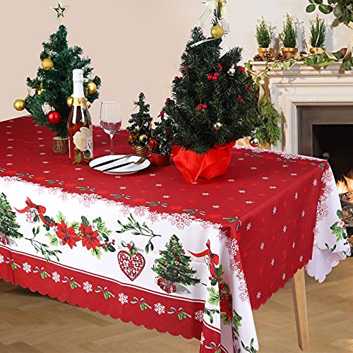 Mantel de Navidad Rectangular, Cubierta de mesa Lavable y Resistente a las Manchas, Decoración de Fiesta de año Nuevo para Hogar (Estilo A)
