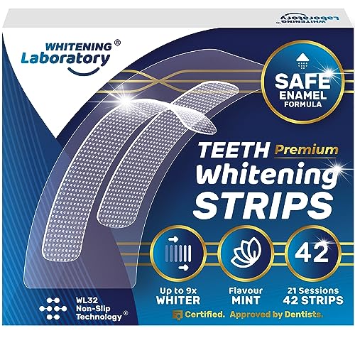 Tiras blanqueadoras de dientes Premium - 21 sesiones de blanqueamiento - Fórmula no sensible - 42 tiras blanqueadoras sin peróxido - Seguras para el esmalte (Menta)